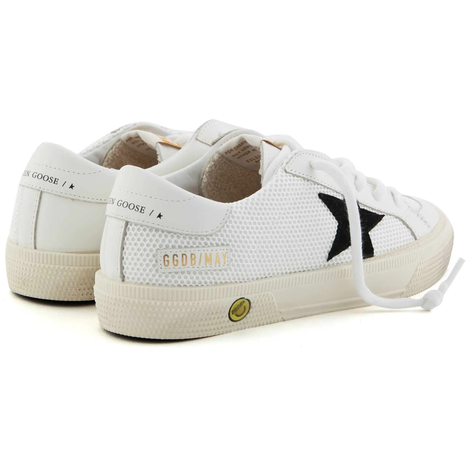 Golden Goose White Unisex May Sneakers With Black Star For Kids