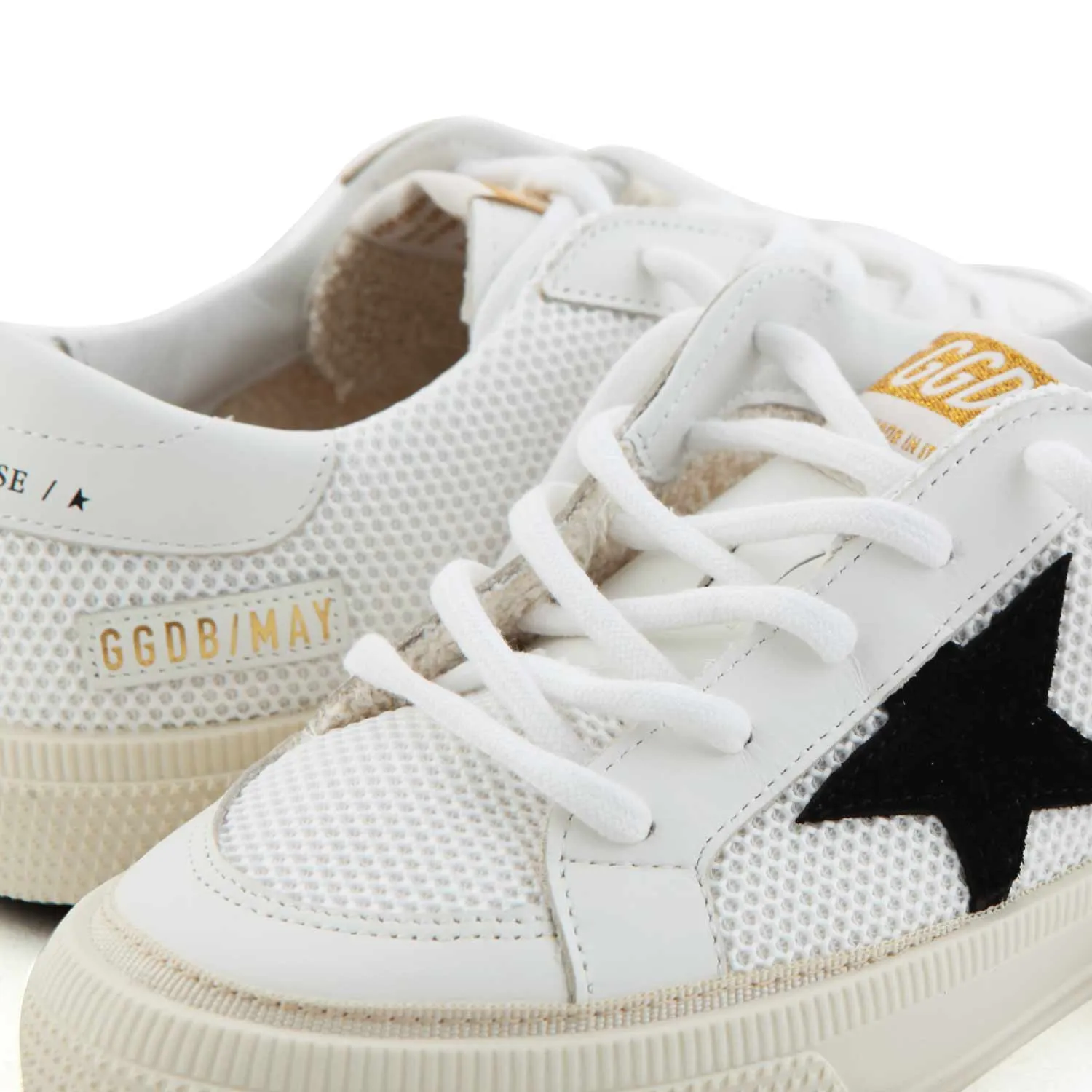 Golden Goose White Unisex May Sneakers With Black Star For Kids