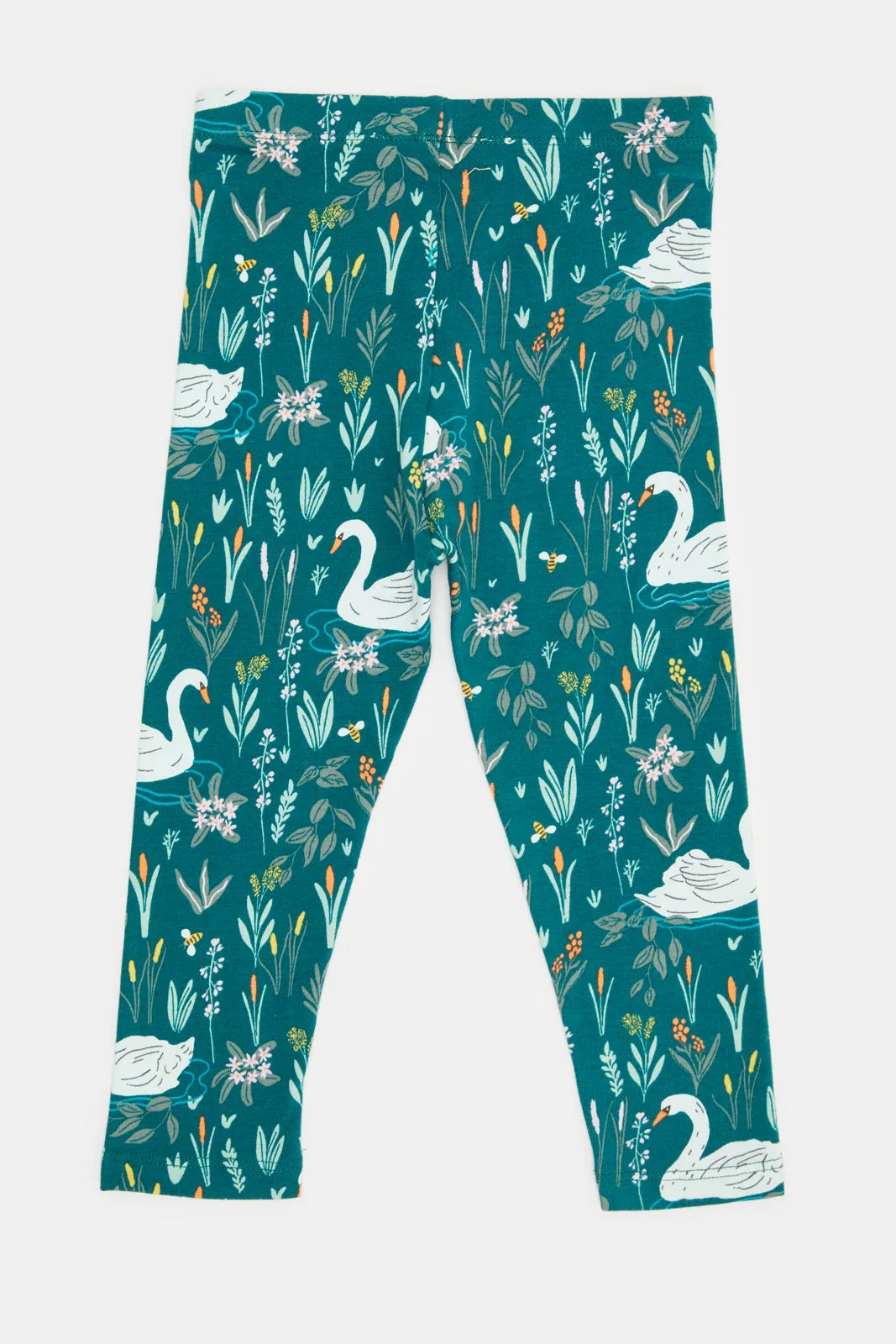 Infant Girls Green Printed Leggings