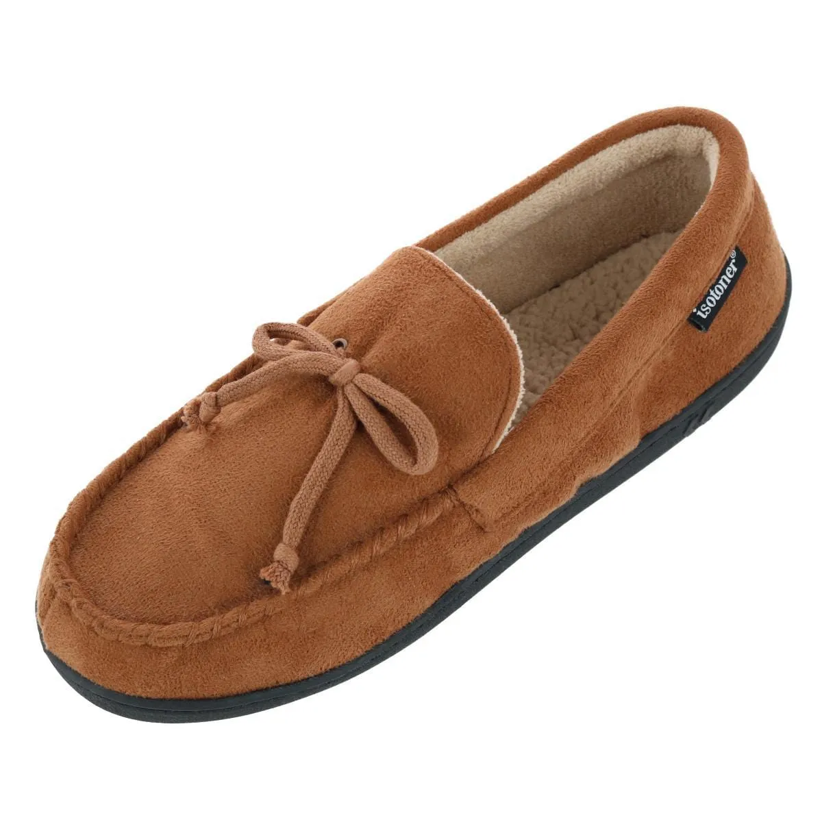 Isotoner Men's Microsuede Moccasin Slipper with Whipstitch