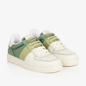 Ivory & Green Lace-Up Trainers