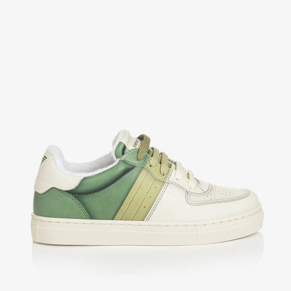 Ivory & Green Lace-Up Trainers