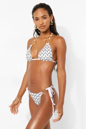 Jacquard Ring Detail Triangle Bikini Top