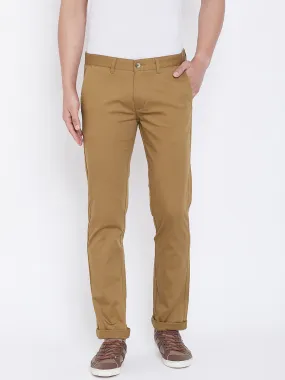 JUMP USA Men Khaki Regular Fit Solid Trousers