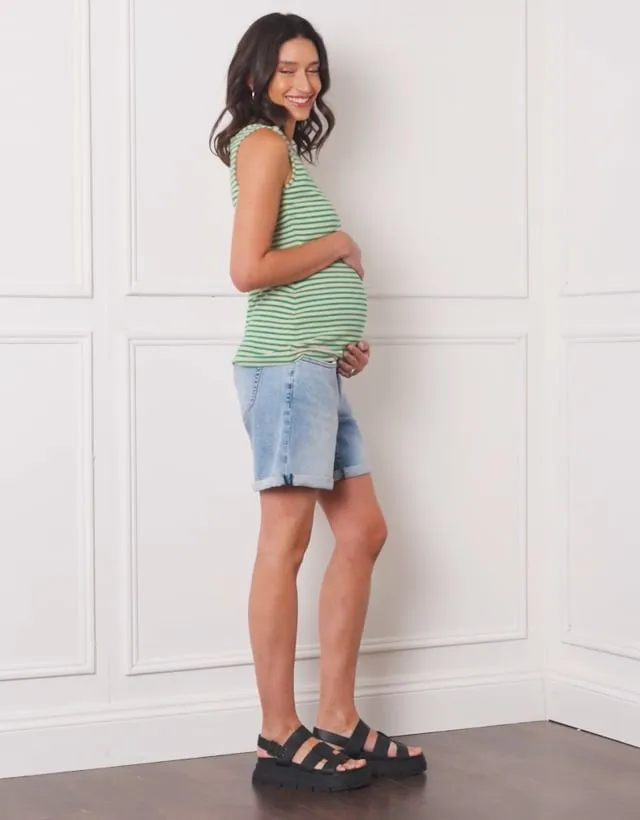 Jylan | Jersey V-Neck Stripe Maternity-To-Nursing Vest Top