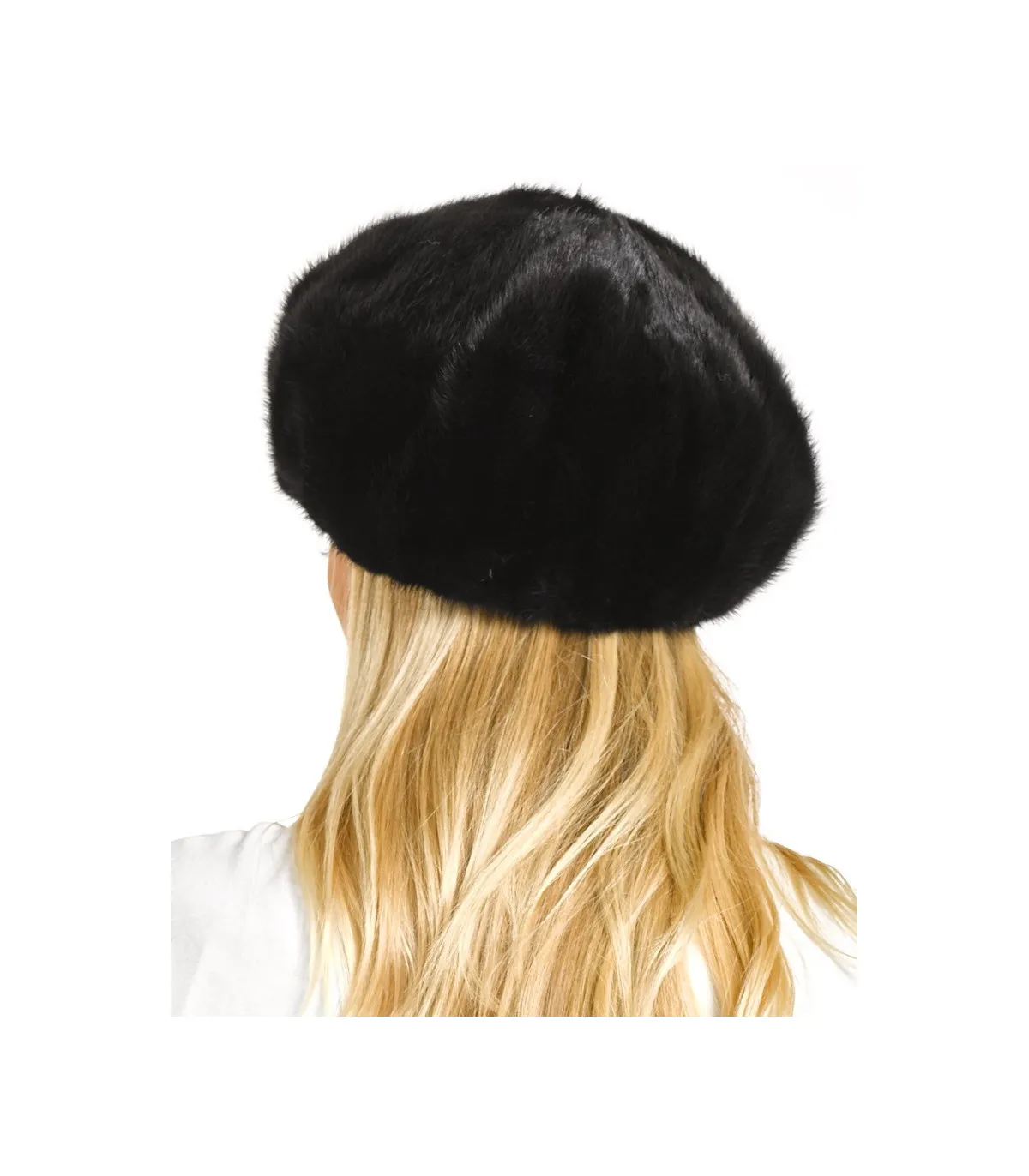 Kate Black Ladies Mink Beret Hat: FurHatWorld.com