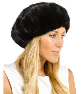 Kate Black Ladies Mink Beret Hat: FurHatWorld.com