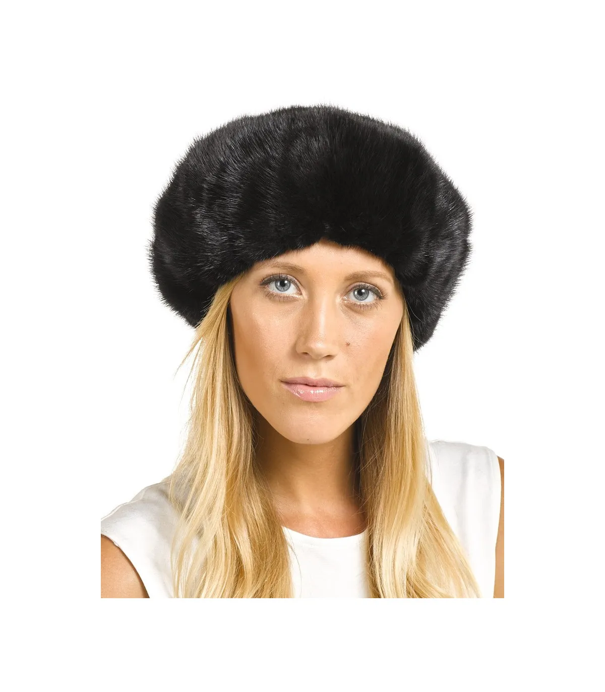 Kate Black Ladies Mink Beret Hat: FurHatWorld.com