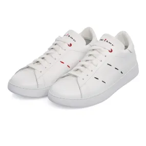  Kiton Logo-Printed Leather Sneakers In White