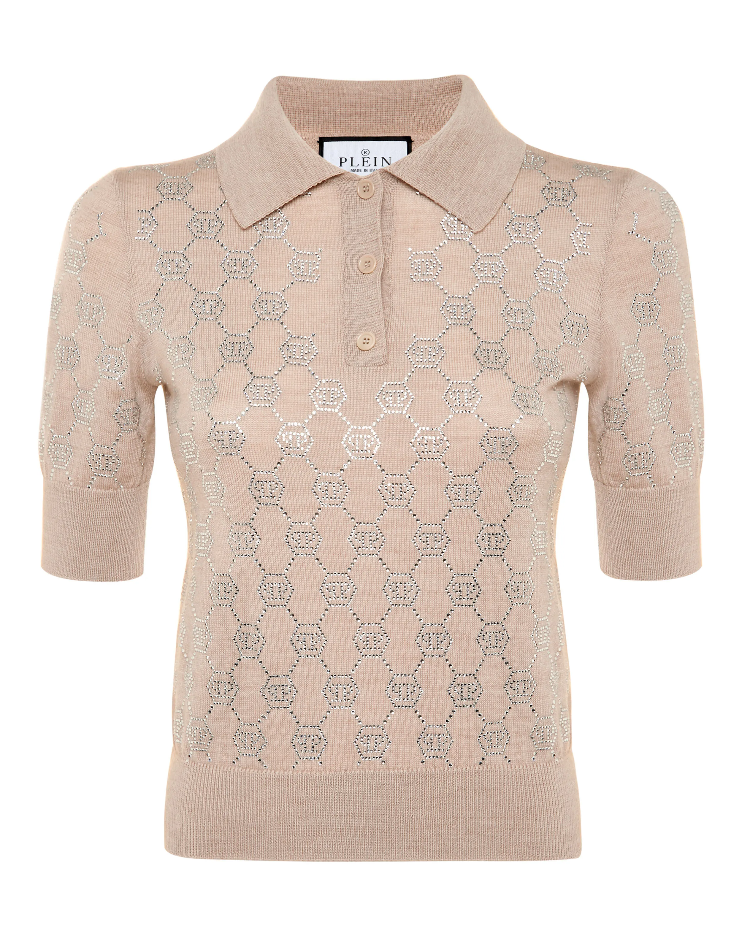 Knitted Strass Polo-Neck SS Monogram