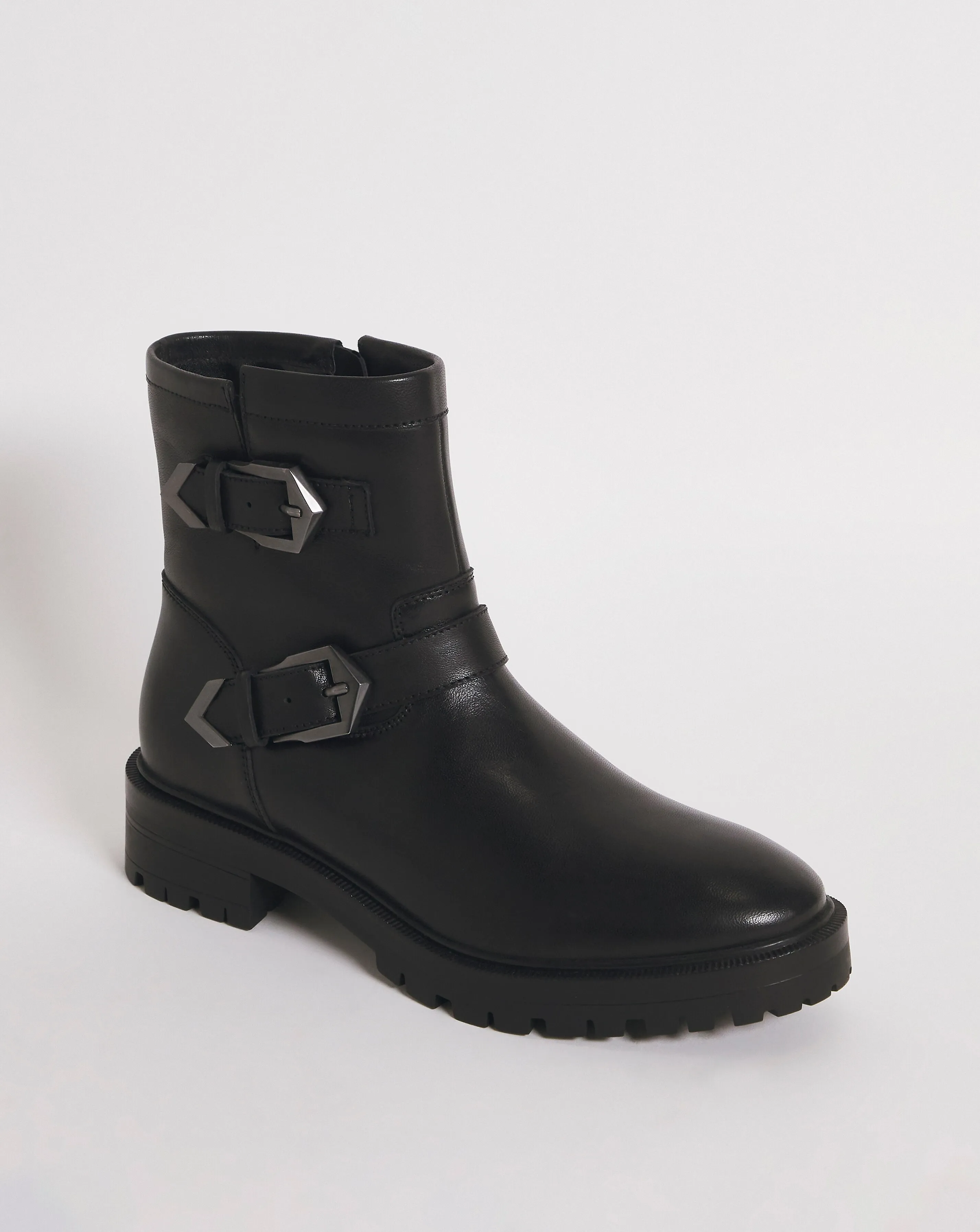 Leather Chunky Buckle Boot EEE Fit | Simply Be