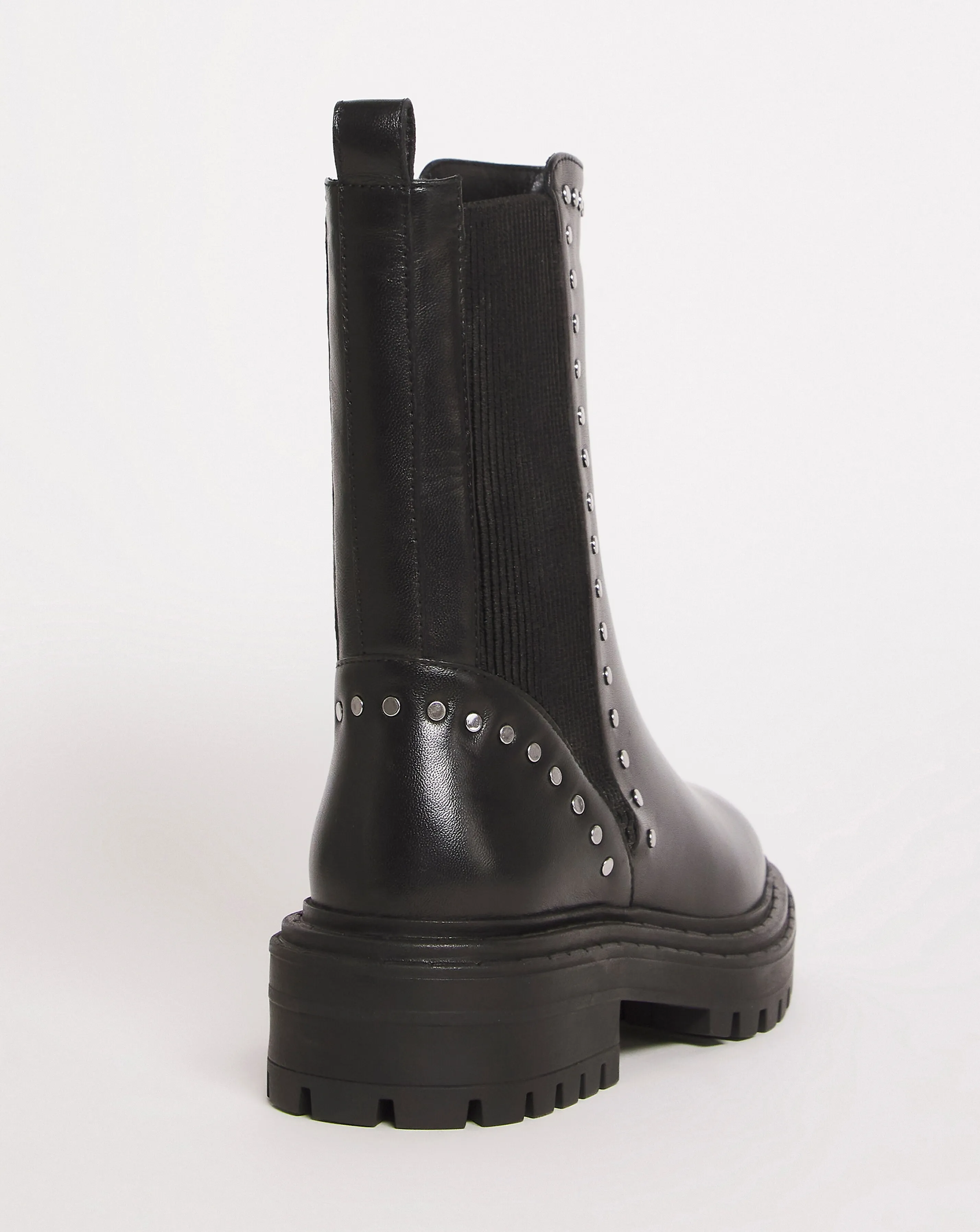 Leather Elasticated Boot With Stud Detail EEE Fit | Simply Be