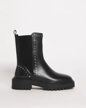 Leather Elasticated Boot With Stud Detail EEE Fit | Simply Be