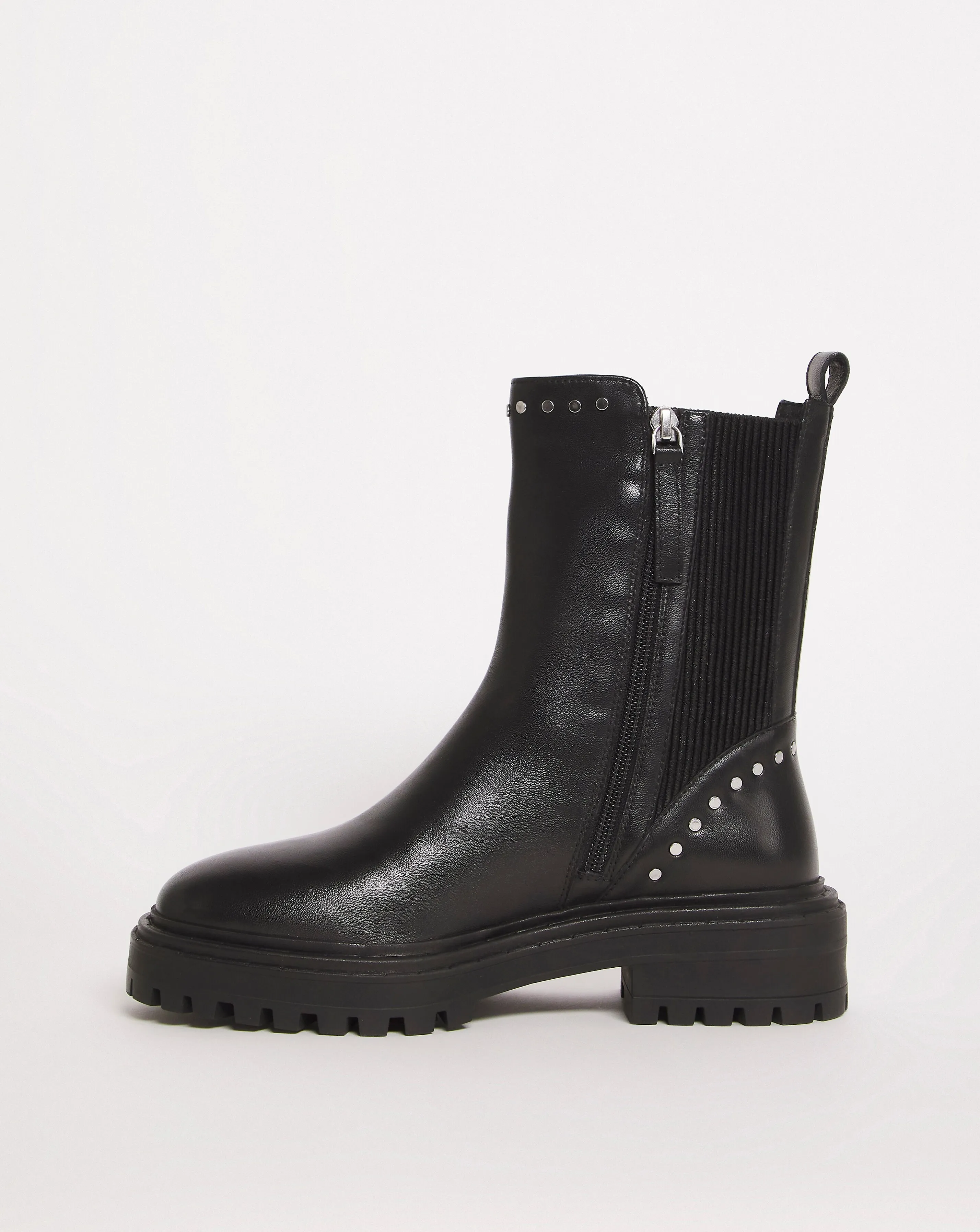 Leather Elasticated Boot With Stud Detail EEE Fit | Simply Be