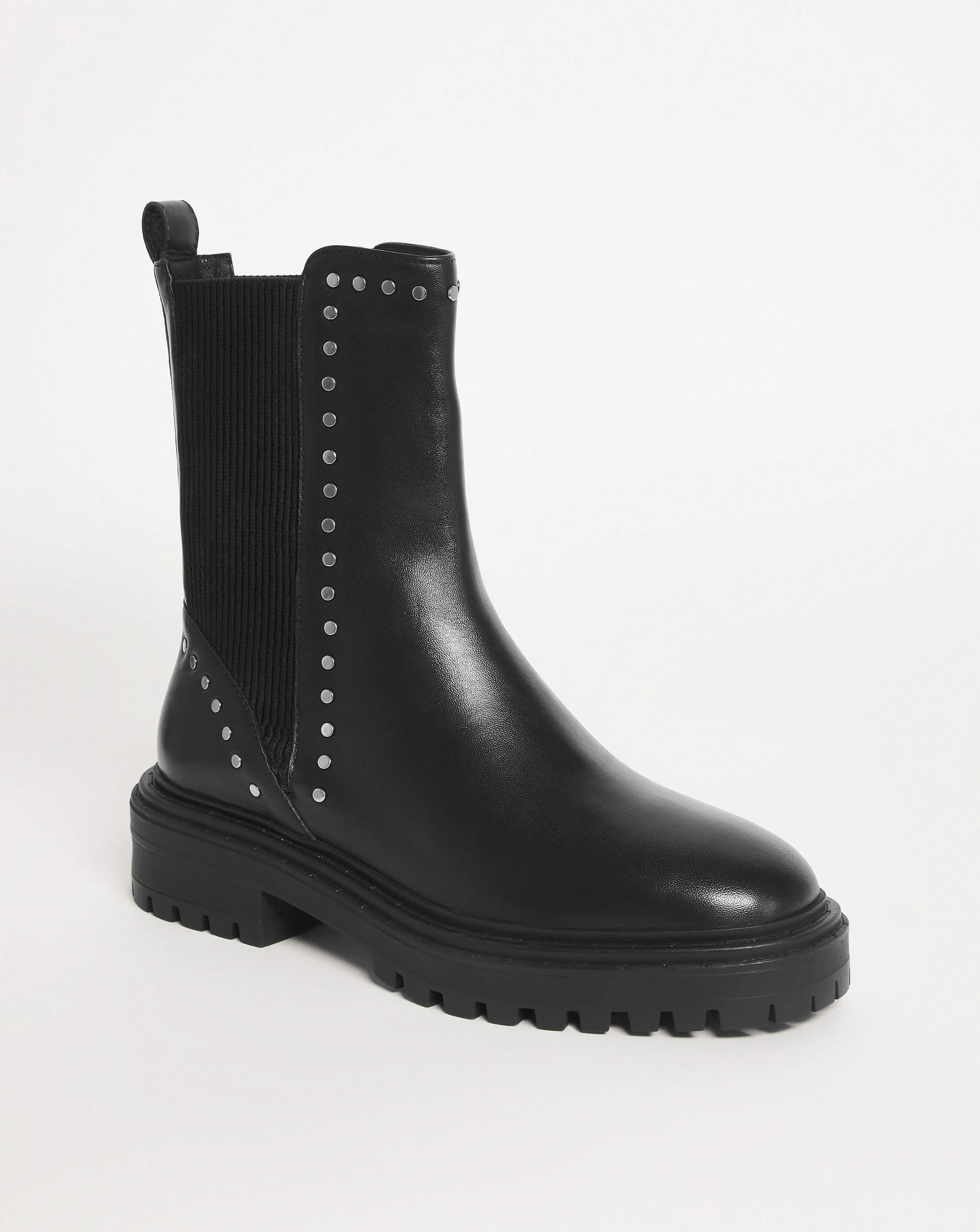 Leather Elasticated Boot With Stud Detail EEE Fit | Simply Be