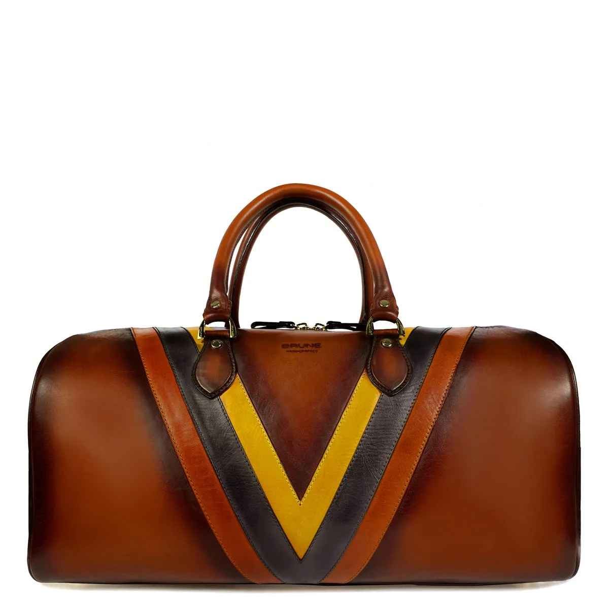 Leather Patchwork Tan Duffle Bag