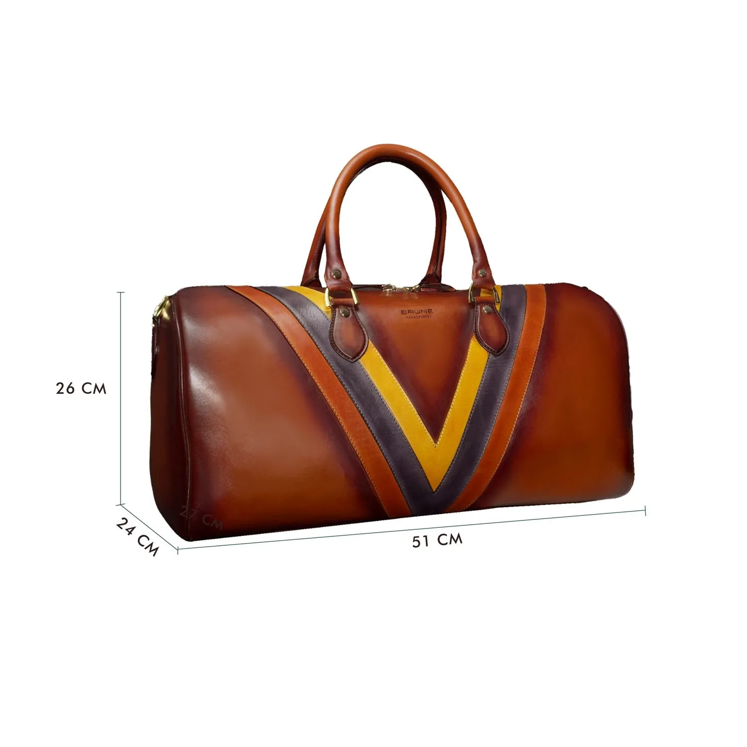 Leather Patchwork Tan Duffle Bag