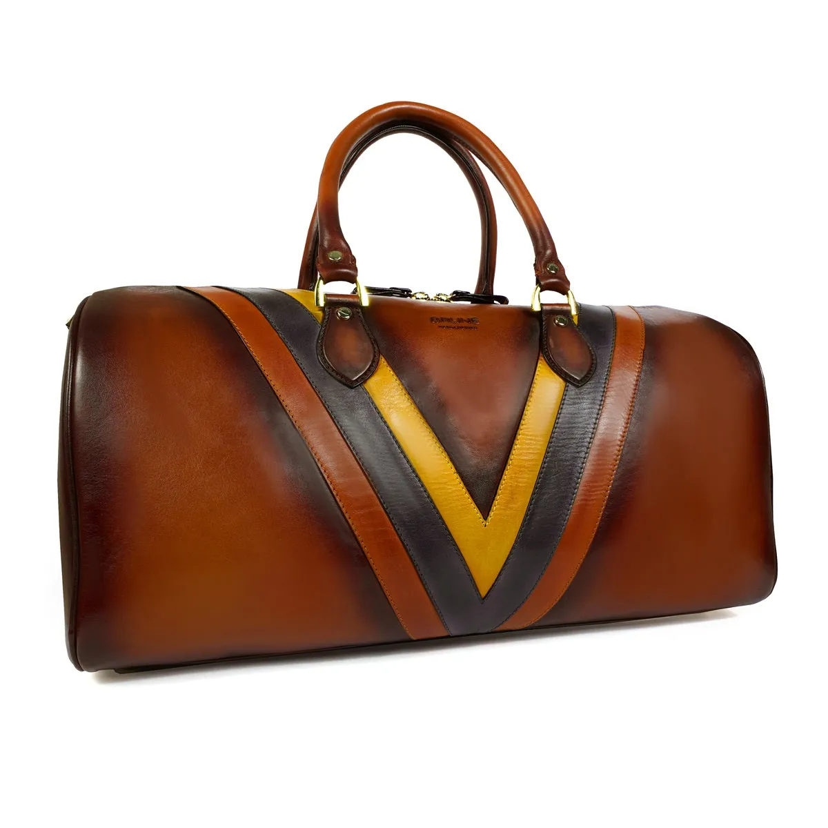 Leather Patchwork Tan Duffle Bag