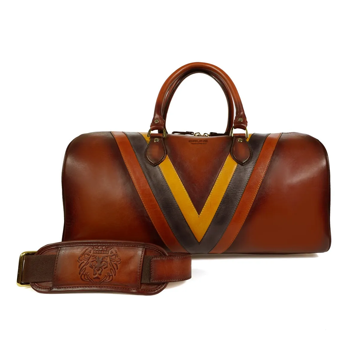 Leather Patchwork Tan Duffle Bag