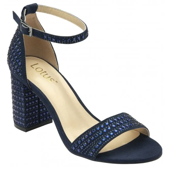 Lotus  Womens Marquesa Navy Block Heeled Sandals ULS451 DE