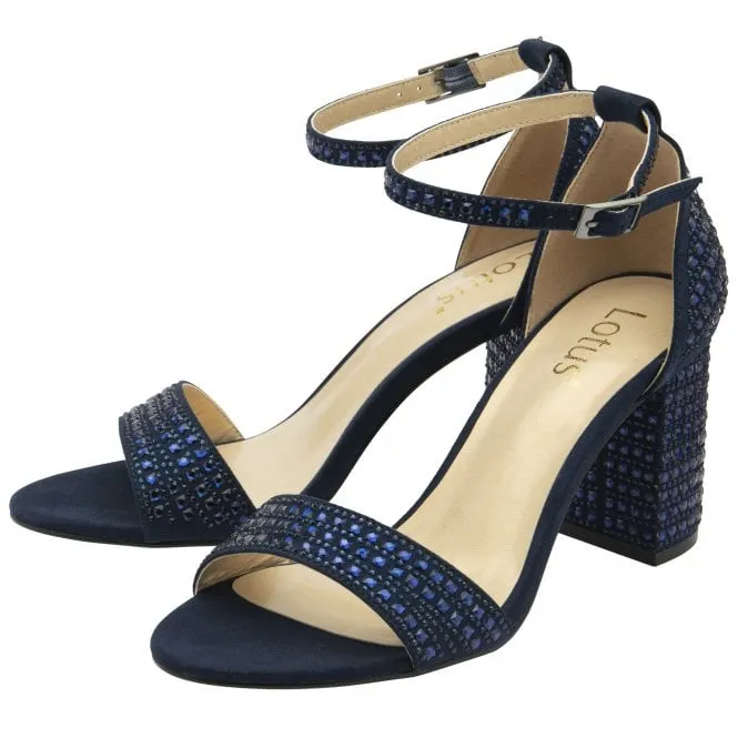 Lotus  Womens Marquesa Navy Block Heeled Sandals ULS451 DE