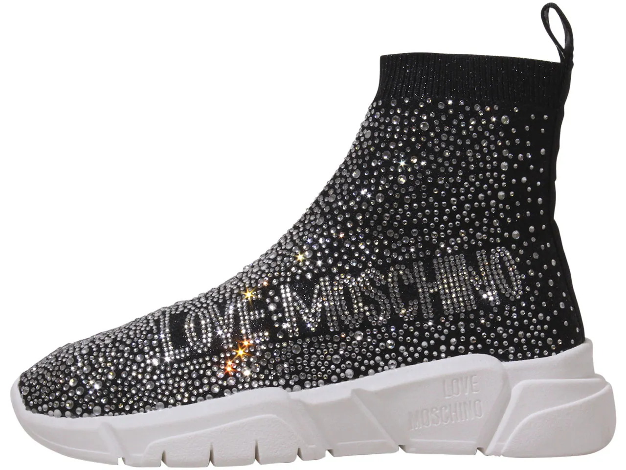 Love Moschino Women's Sneakers Rhinestone High Top Black Sz: 10