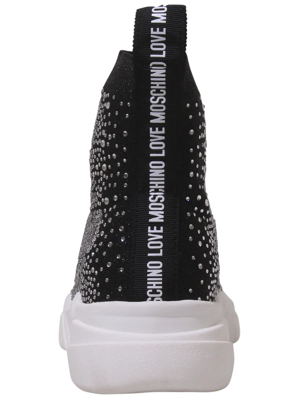 Love Moschino Women's Sneakers Rhinestone High Top Black Sz: 10