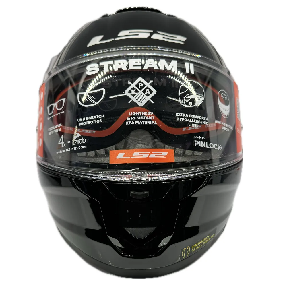 LS2 FF808 Stream II Plain Helmet - Black