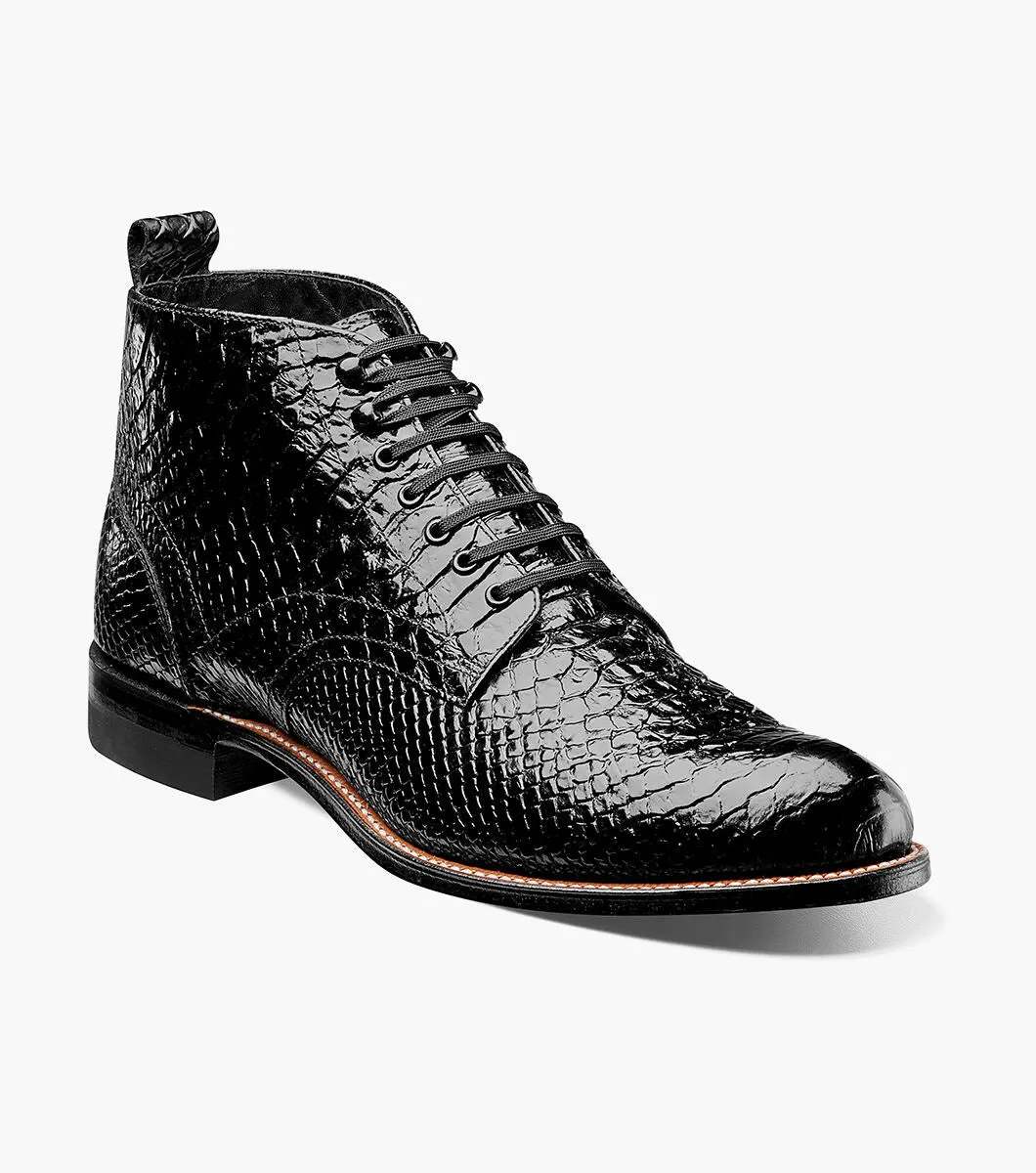 Madison Anaconda Plain Toe Boot-Black | STACY ADAMS