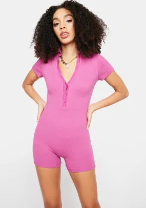 Magenta Play To Win Knit Romper-