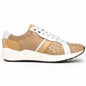 Marco Di Milano Lyon II Ostrich Quill & Calfskin Sneakers Orix / White