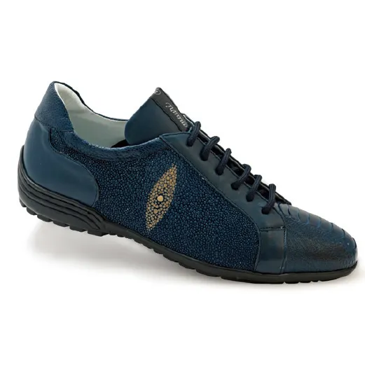 Mauri Deep Blue 8527 Ostrich & Stingray Sneakers Wonder Blue (Special Order)