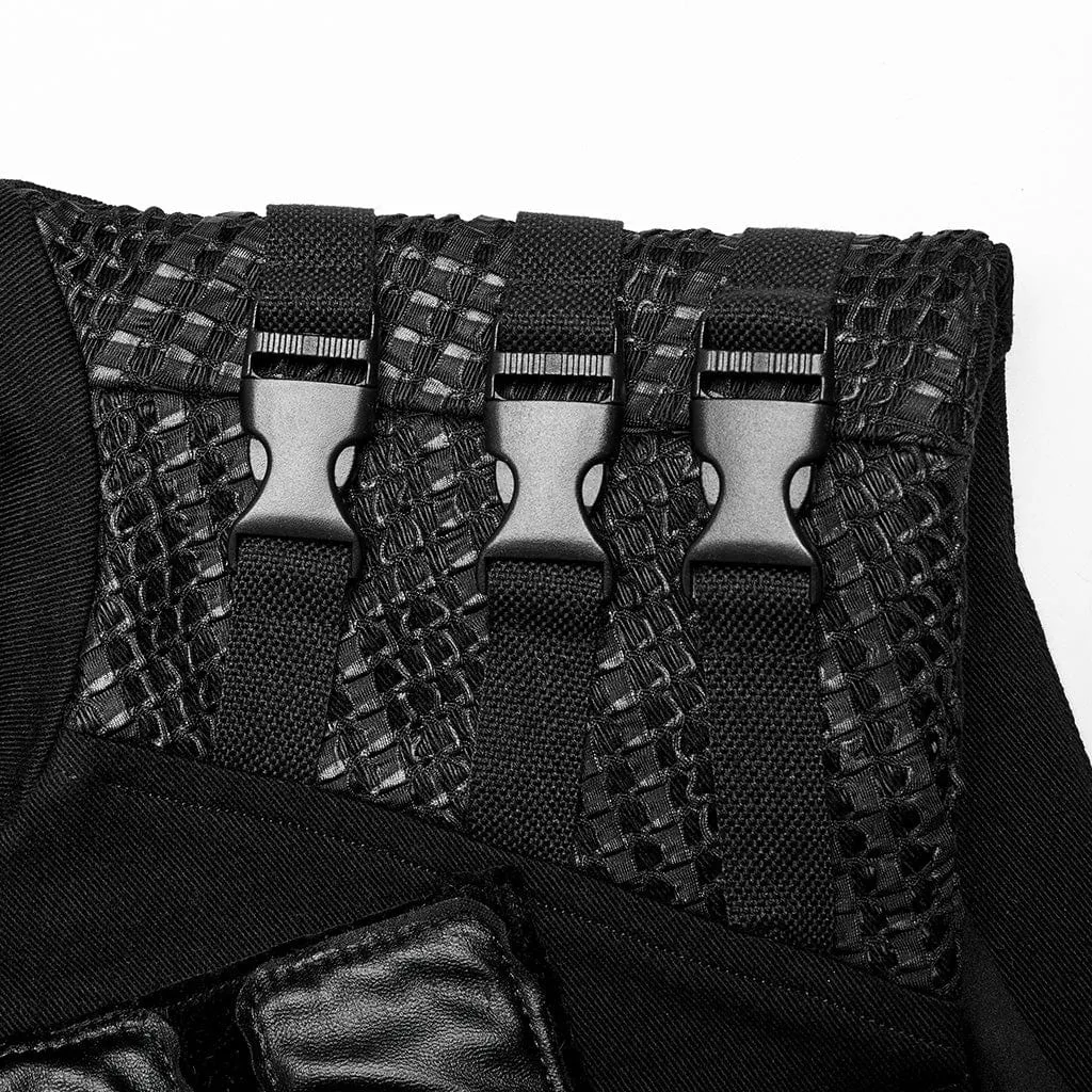 Men's Punk Patches Splice Buckles Vest