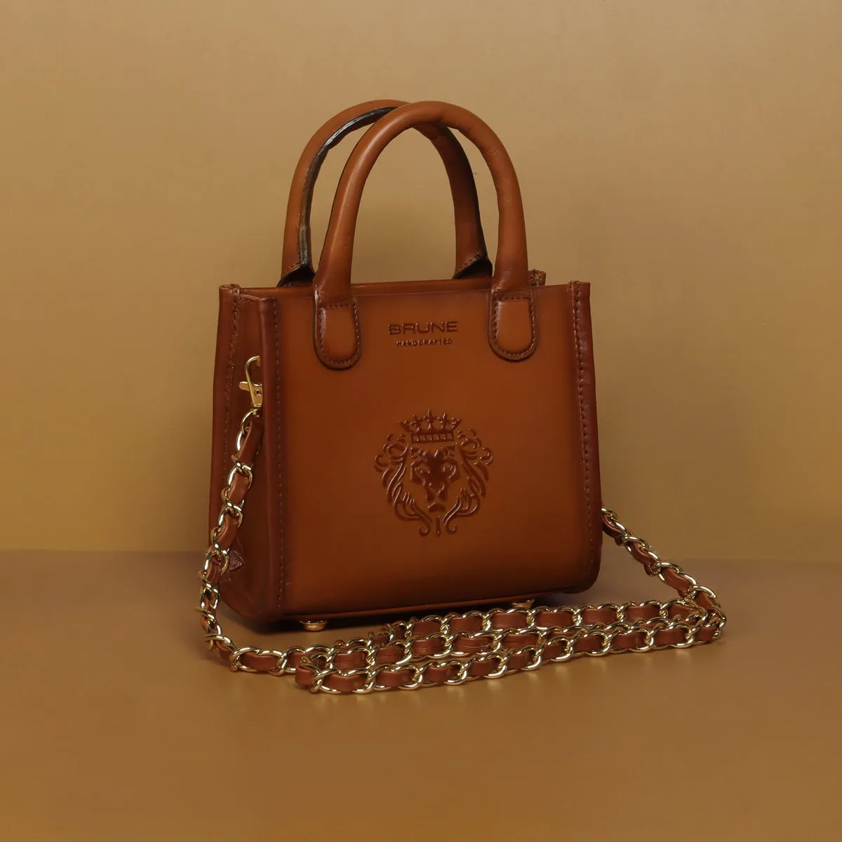 Mini Sized Tan Leather Hand Bag