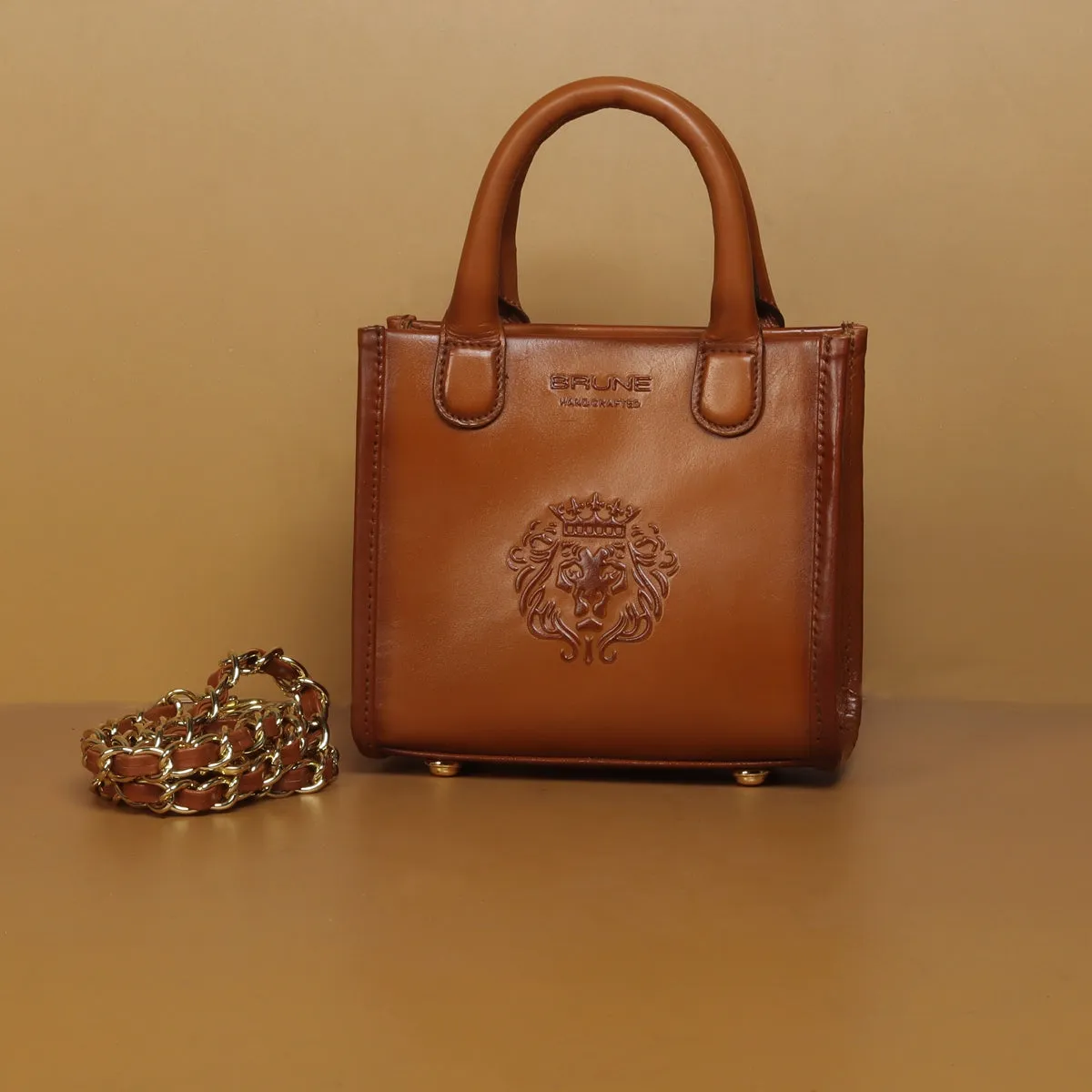 Mini Sized Tan Leather Hand Bag