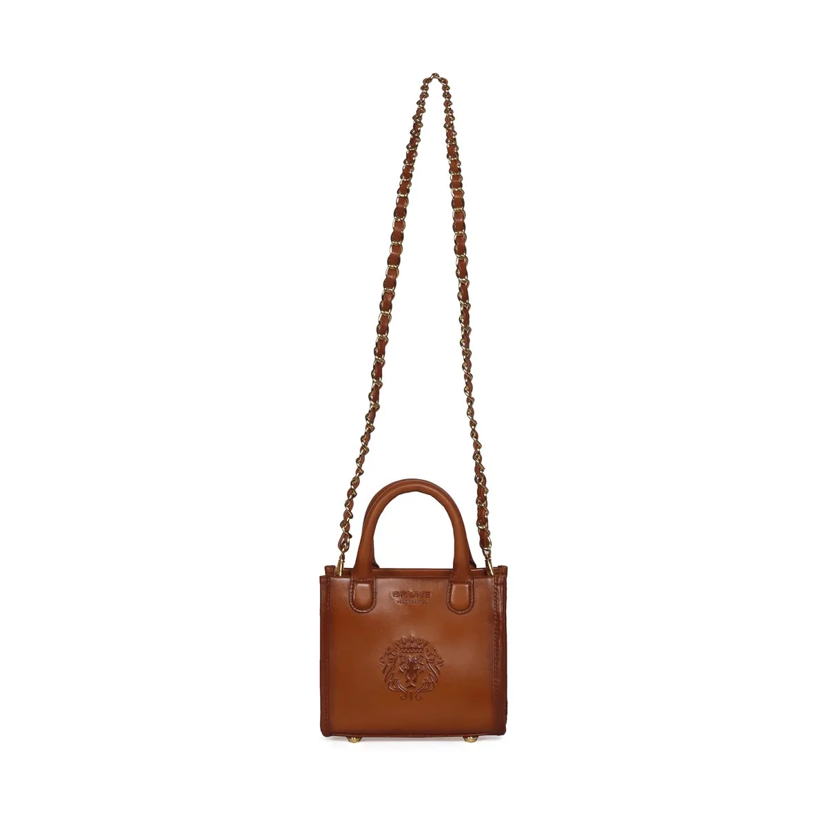 Mini Sized Tan Leather Hand Bag