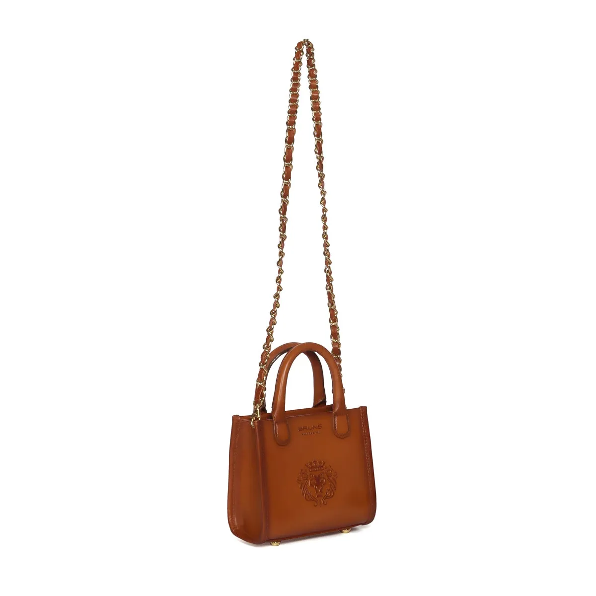 Mini Sized Tan Leather Hand Bag