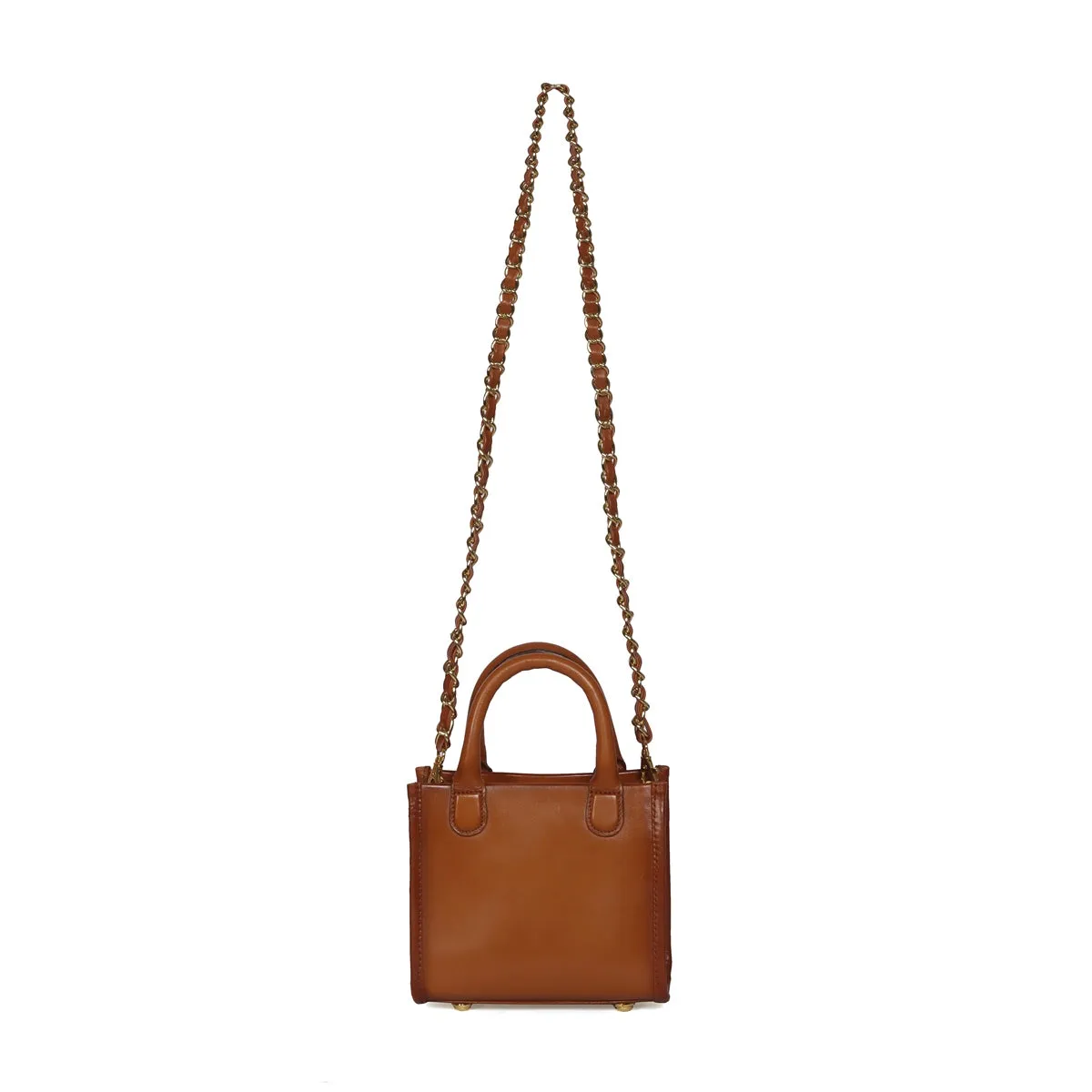 Mini Sized Tan Leather Hand Bag