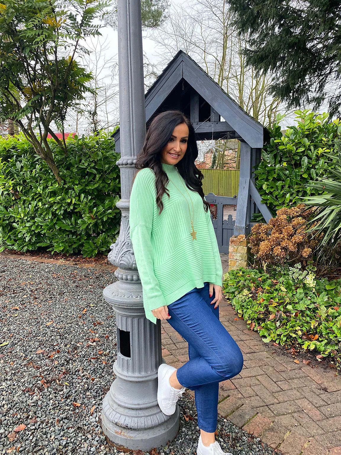 Mint Ribbed Jumper Isha