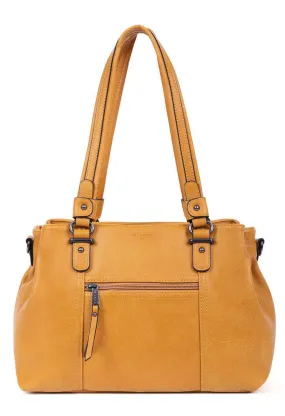 Mustard synthetic shoulder bag with 2 handles 315292