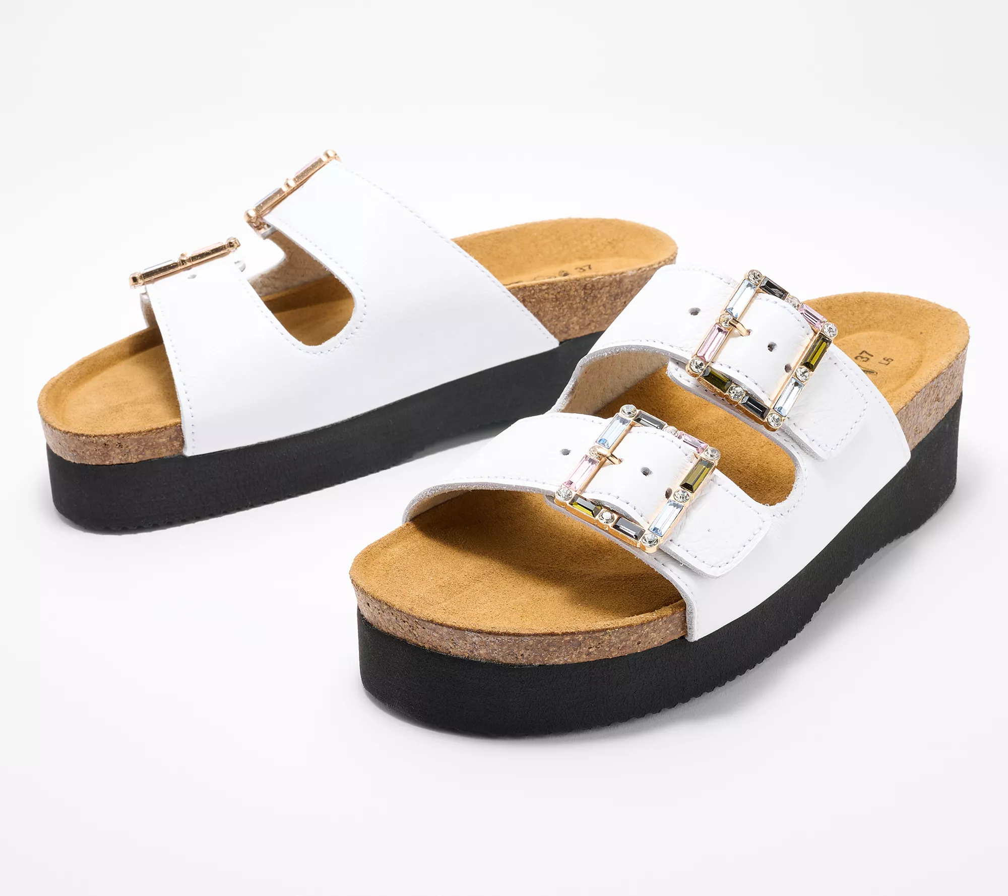 Naot Leather Double Strap Slide Sandals - Santa Rosa