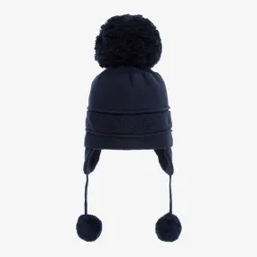 Navy Blue Knitted Pom-Pom Hat