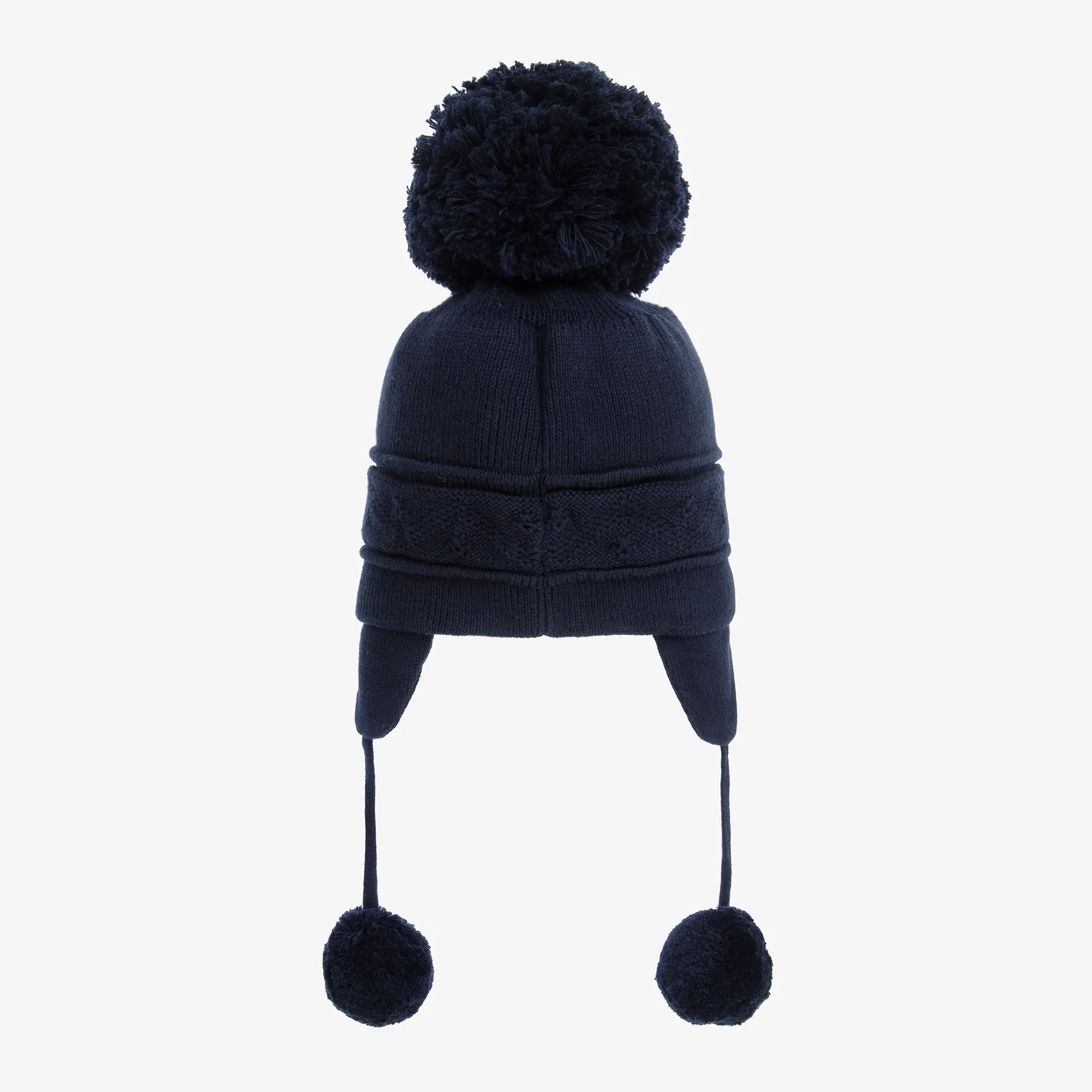 Navy Blue Knitted Pom-Pom Hat