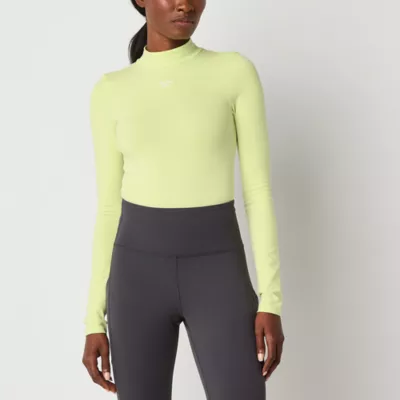 new!Reebok Womens Mock Neck Long Sleeve Bodysuit