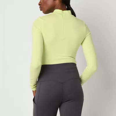 new!Reebok Womens Mock Neck Long Sleeve Bodysuit