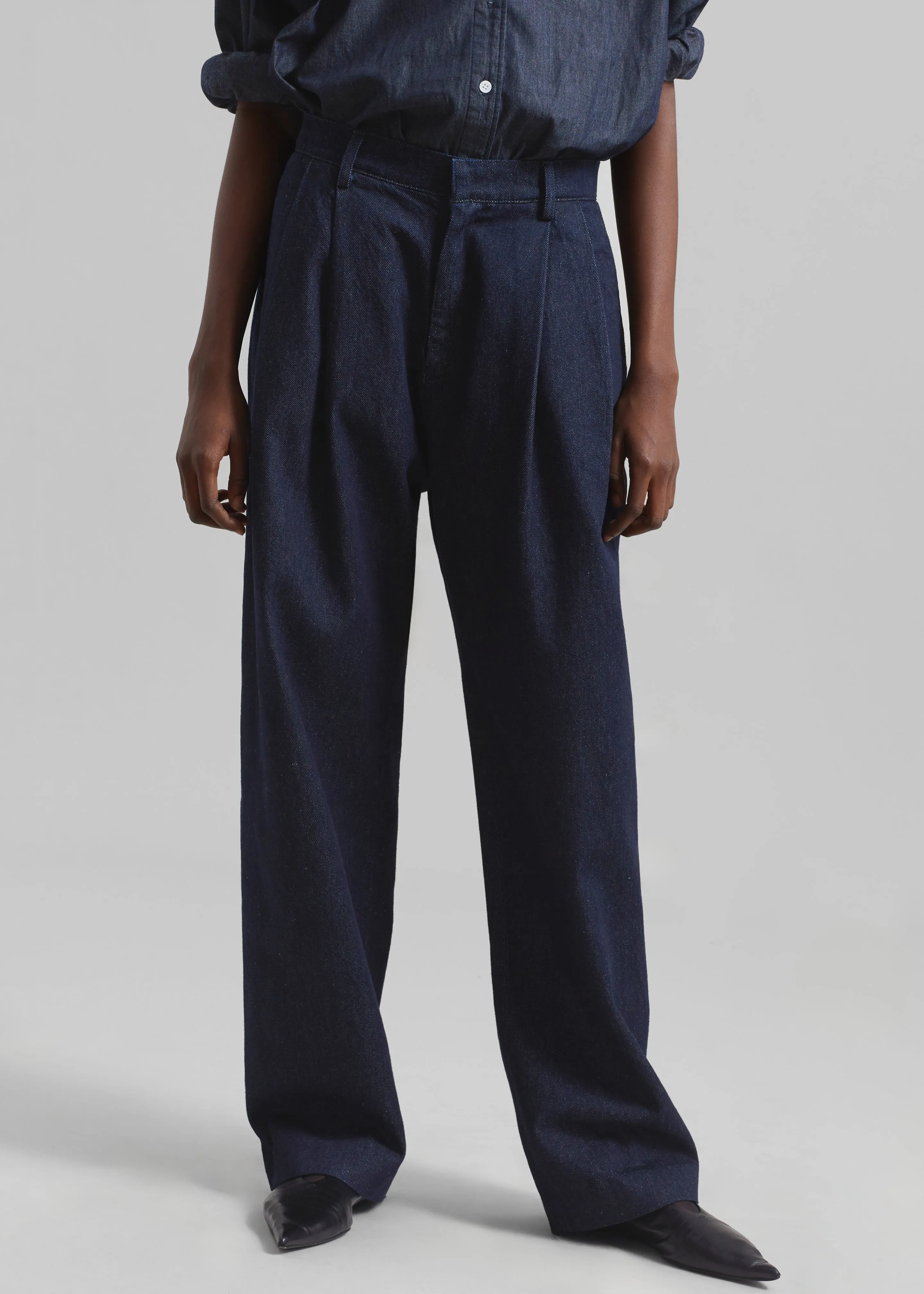 Nolan Pleated Denim Trousers - Raw Wash