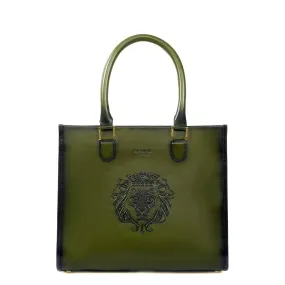 Olive Leather Medium Hand Bag