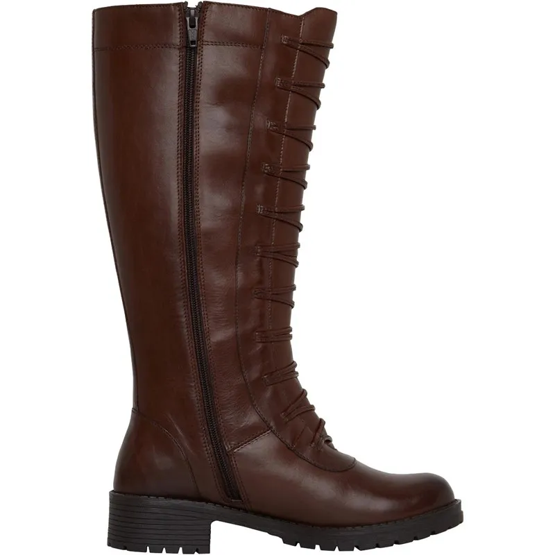 Onfire Womens Button Front Knee High Boot Brown