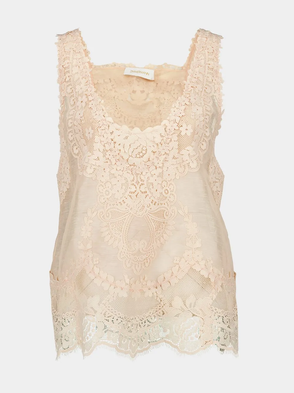 Peach Natura Lace Patch Tank