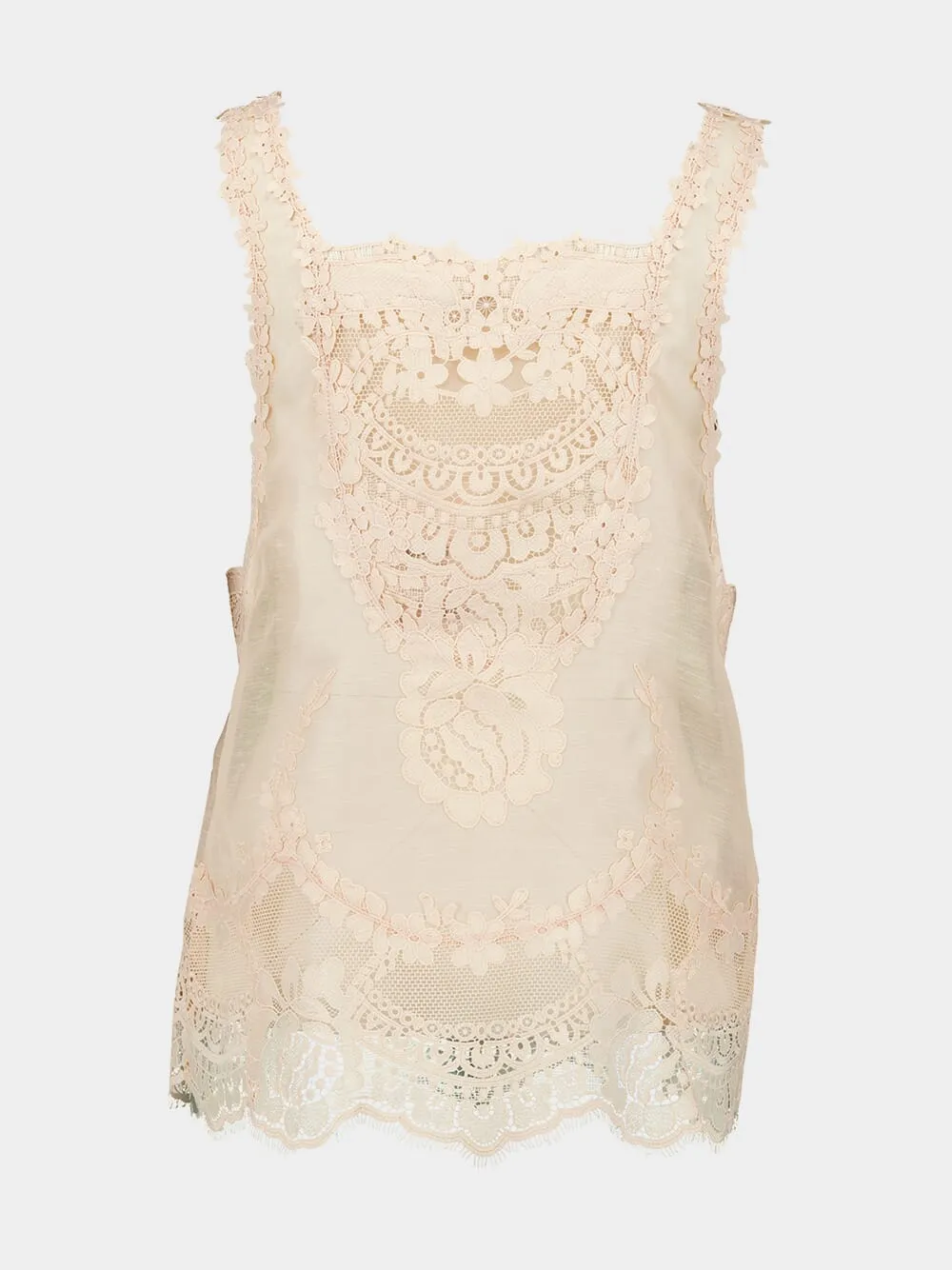 Peach Natura Lace Patch Tank